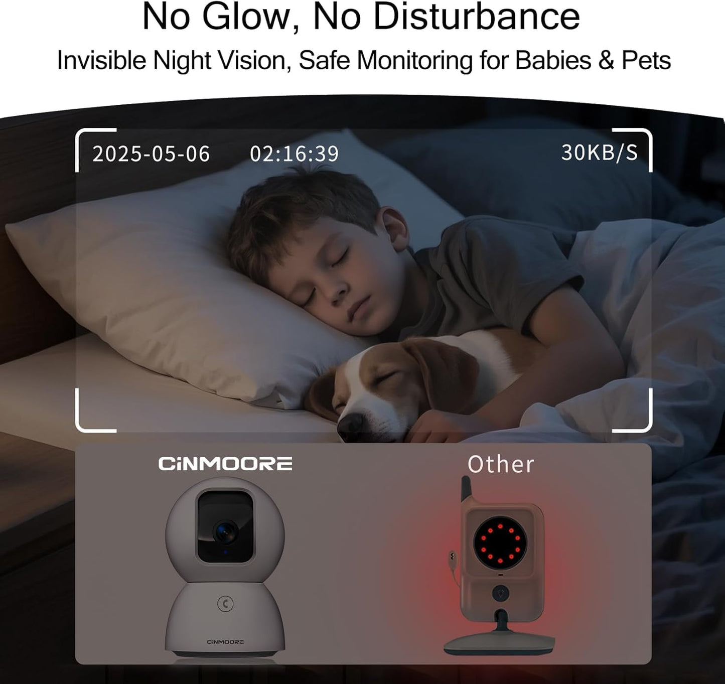 CINMOORE 3K 5G 2-Way Upgraded Security Camera Indoor, Free Time Lapse, AI Tracking & Face ID, PTZ WiFi Dog/Pet/Baby