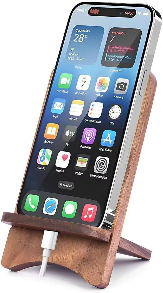 Abbolinxus Solid Wood Phone Stand, Desktop Wooden Phone Stand, Simple Phone Holder, Compatible with All Phones (Walnut