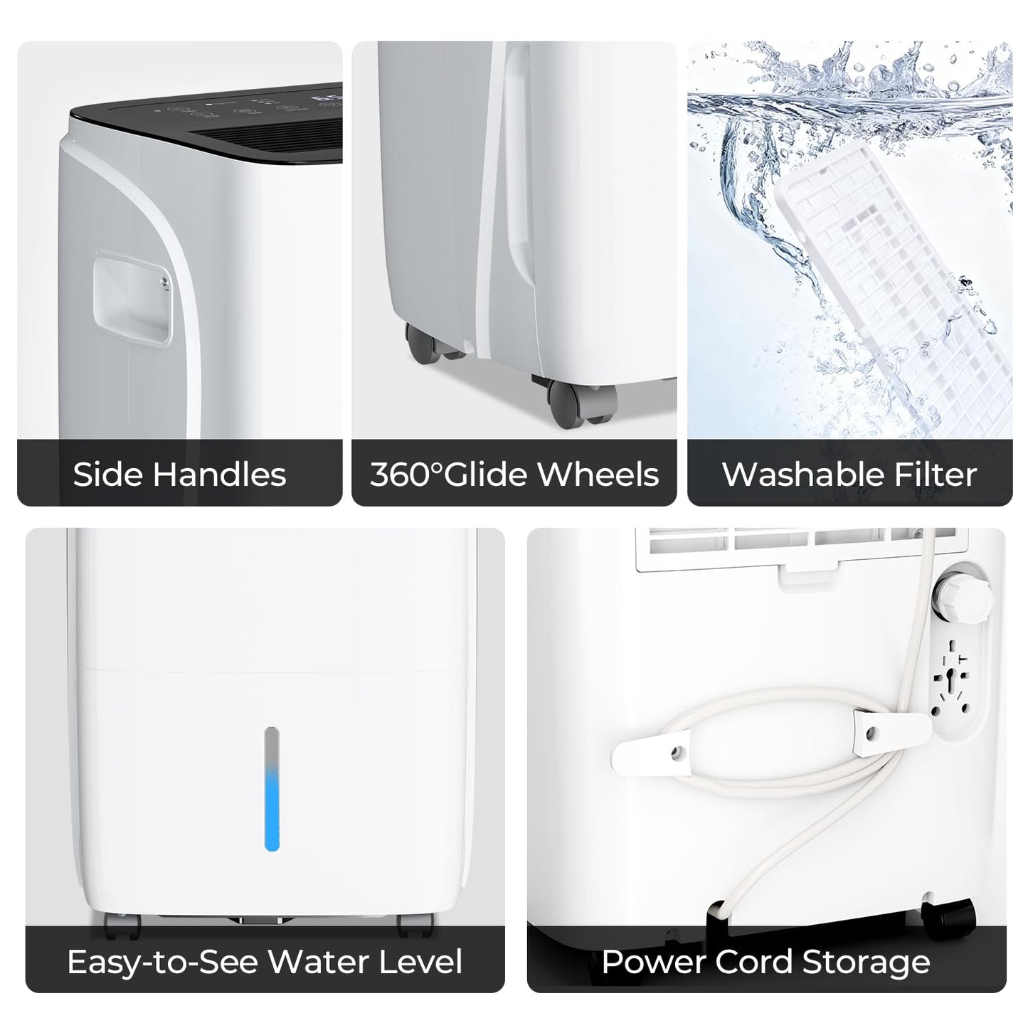 Electactic Max 150 Pint Dehumidifiers for Small/Medium Rooms, Bedrooms & Bathrooms & Basement, Custom Humidity Control, 43dB Quiet, 3 Modes, Home Dehumidifier with Drain Hose & 2.11 Gal Water Tank