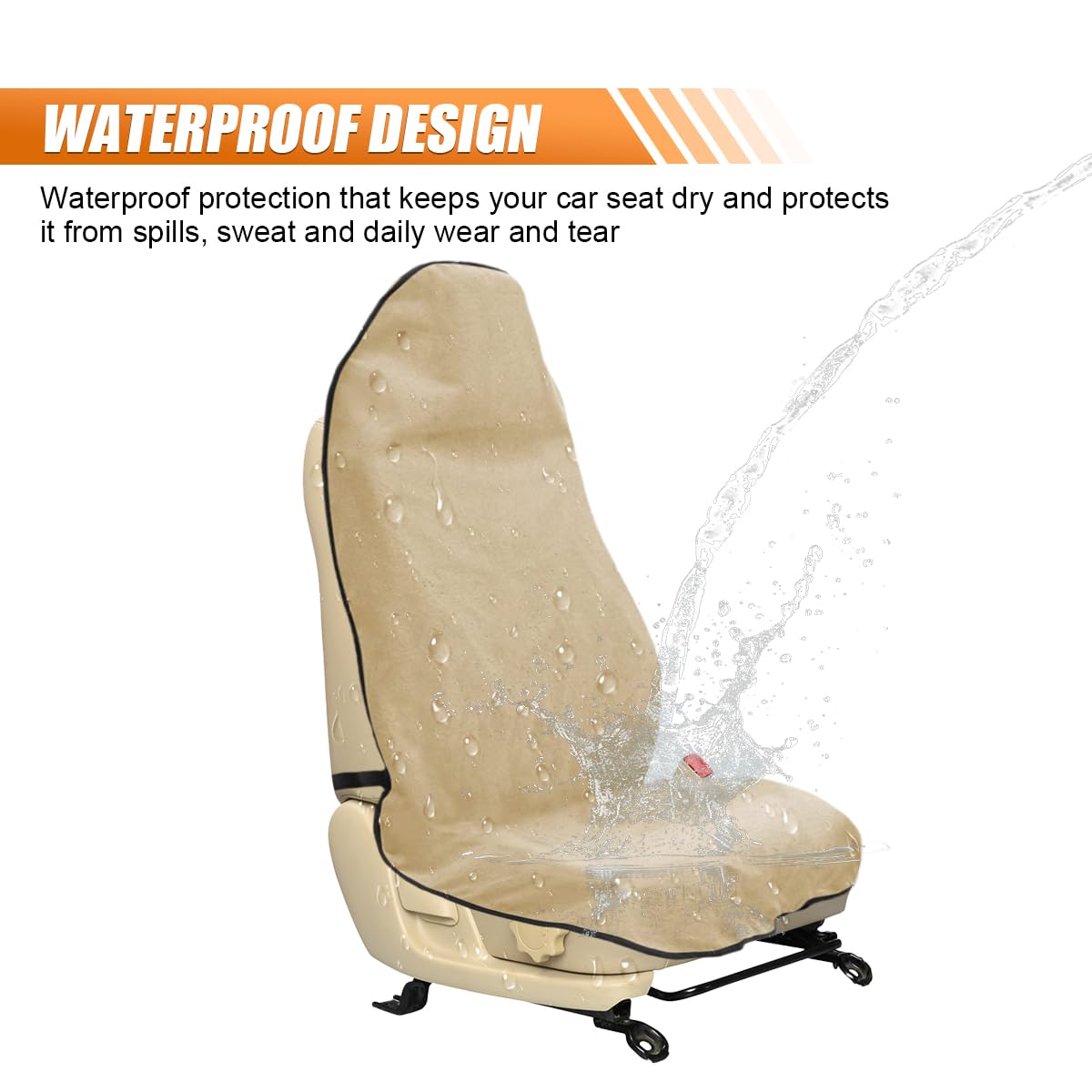 ZIMISI Waterproof Car Seat Cover Towel, Non-Slip Car Seat Protector for Gym Workouts, Running, Swimming, Beach & Hiking, Universal Sweat Towel Cloth for Cars, SUVs, Trucks (Beige)