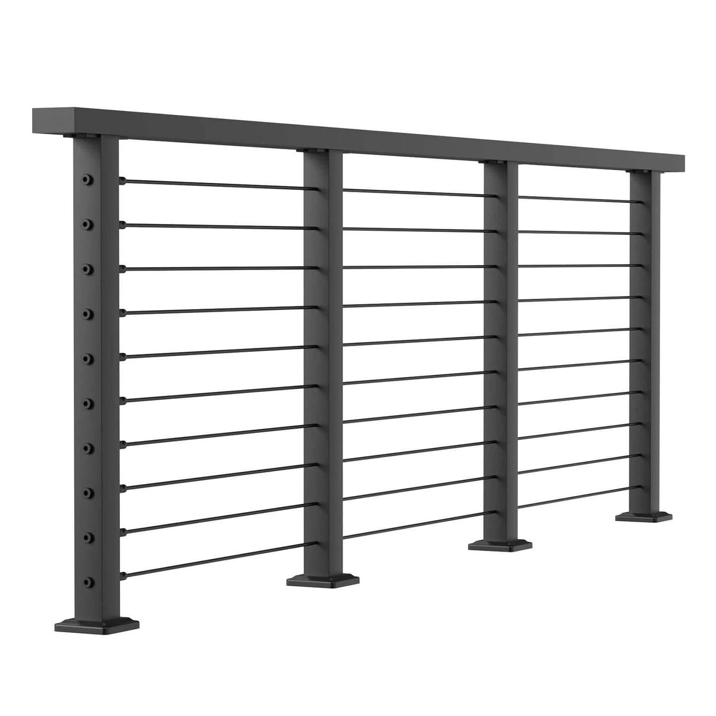 BLIKA 6'6"-13FT Complete Set 36" Cable Railing Post Kits, Surface Mount Deck Cable Railing System with Handrail & Swageless Tensioner, Pre-Drilled Black Stainless Steel Cable Railing Posts