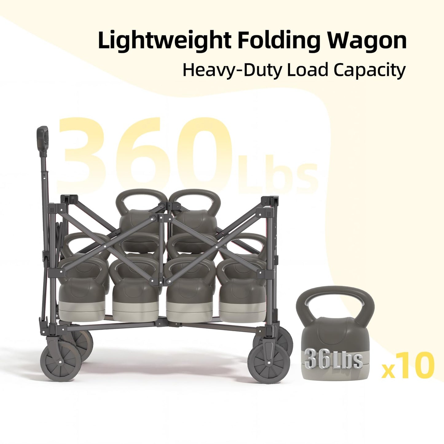 EchoSmile Lightweight Collapsible Wagon Cart, Compact Foldable Wagon for Grocery, Camping & Sports, Easy Fold Utility Wagon,Black