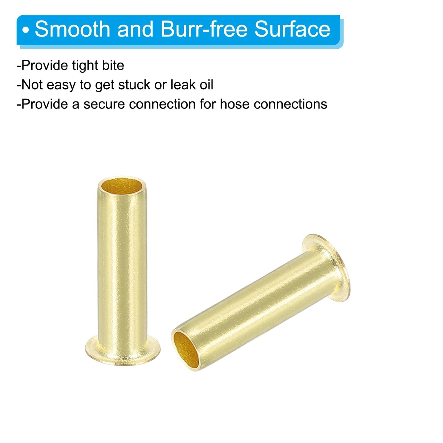 PATIKIL Brass Compression Insert, 75 Pcs 6mm OD x 4mm ID Tube Insert Tube Support Compression Fitting Assortment Kit for Water Oil Air Pipe