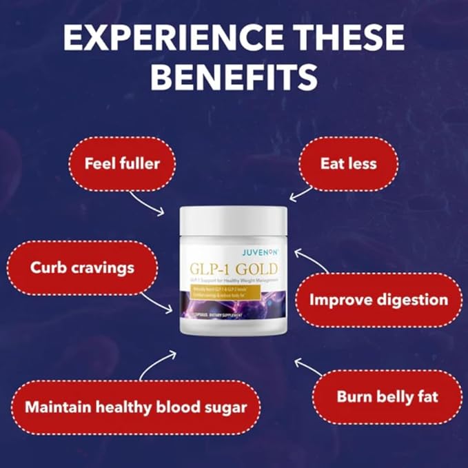Juvenon GLP-1 Gold????Metabolic Support Supplement with CQR-300® & Eriomin????Helps Maintain Healthy Weight, Energy & Nutrient Metabolism ??30 Capsules