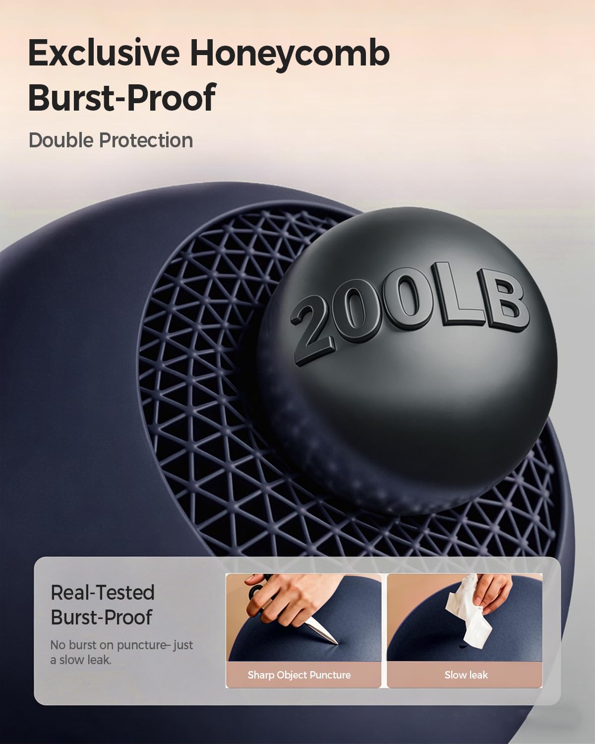 KEEP Pilates Ball- Balance Yoga Balls for Working Out, Fitness Ball for Core Strength and Physical Therapy, 25cm, Navy Blue