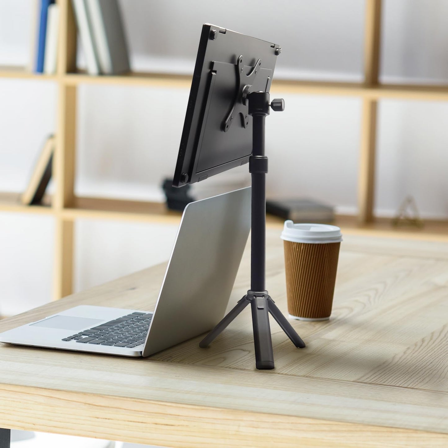 Kado 2-In-1 100x100mm 75x75mm 360 Metal Portable Monitor Stand Tripod, Phone/Tablet Clamp Portrait/Landscape, Wall/Arm
