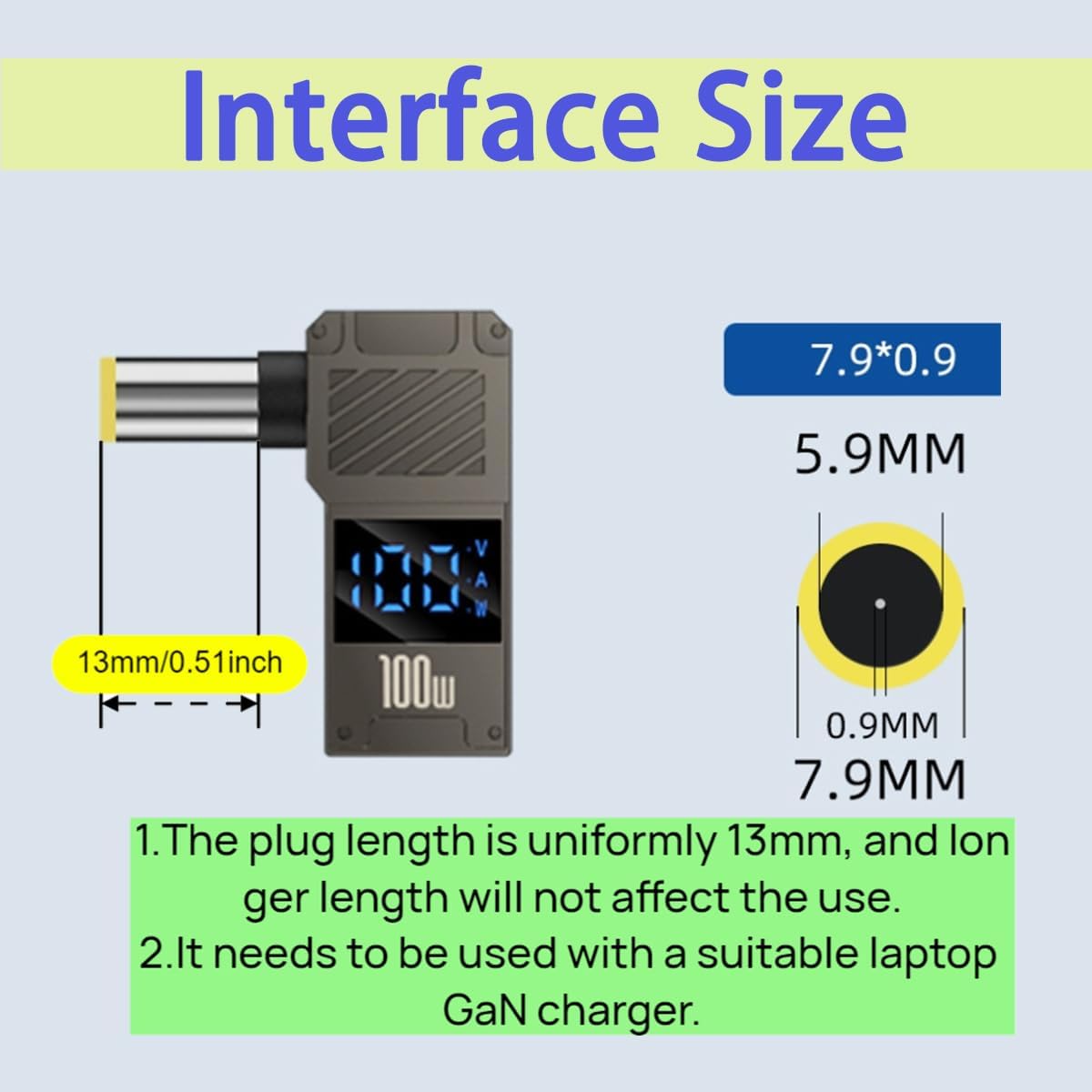 WITRN 100W 7.9 5.5mm 100W/5A (1.5M) PD Power Charger Connector Tip for IBM DC x with USB C Cable