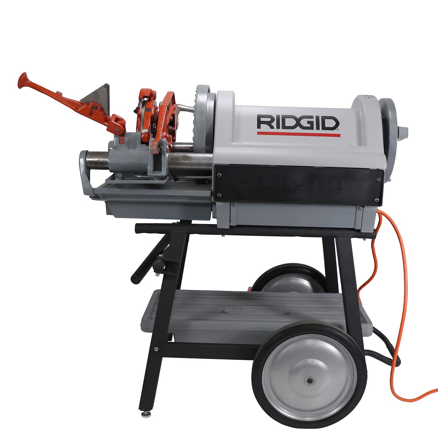 RIDGID 1224 Pipe Threading Machine 26092 with Universal Cart Die Heads Dies & Oil (Renewed)