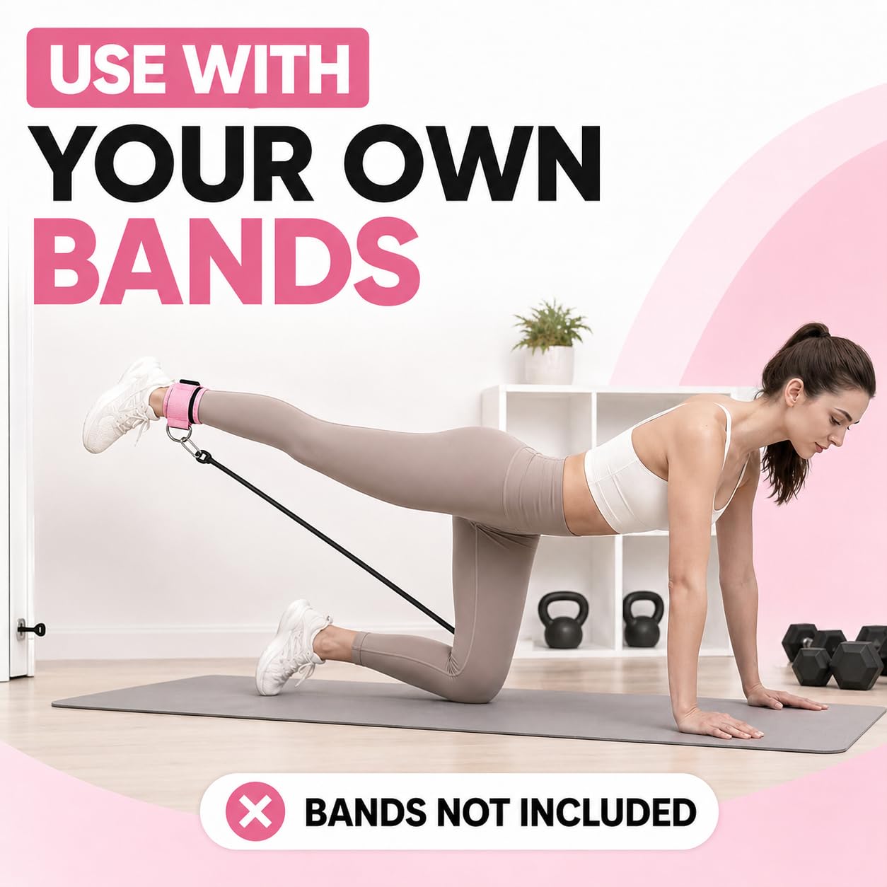 Ankle Straps for Cable Machines, Pair of Padded Neoprene Ankle Cuffs with Metal D-Rings, Adjustable Resistance Band Attachment for Glute Kickbacks, Leg and Hip Workouts(Black)