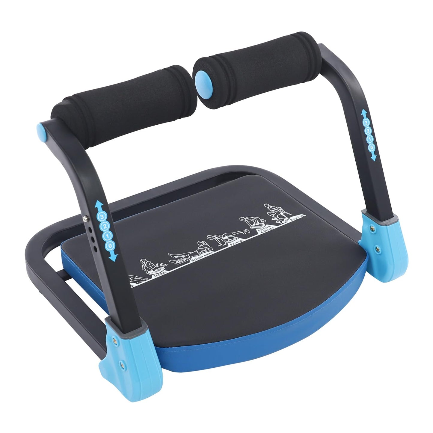Ab Machine, Ab Workout Equipment with 3 Adjustable Resistance, Sit Up Machine & Exercise Equipment, Foldable Ab Crunch Machine for Home Gym, Modern Style, Blue and Black