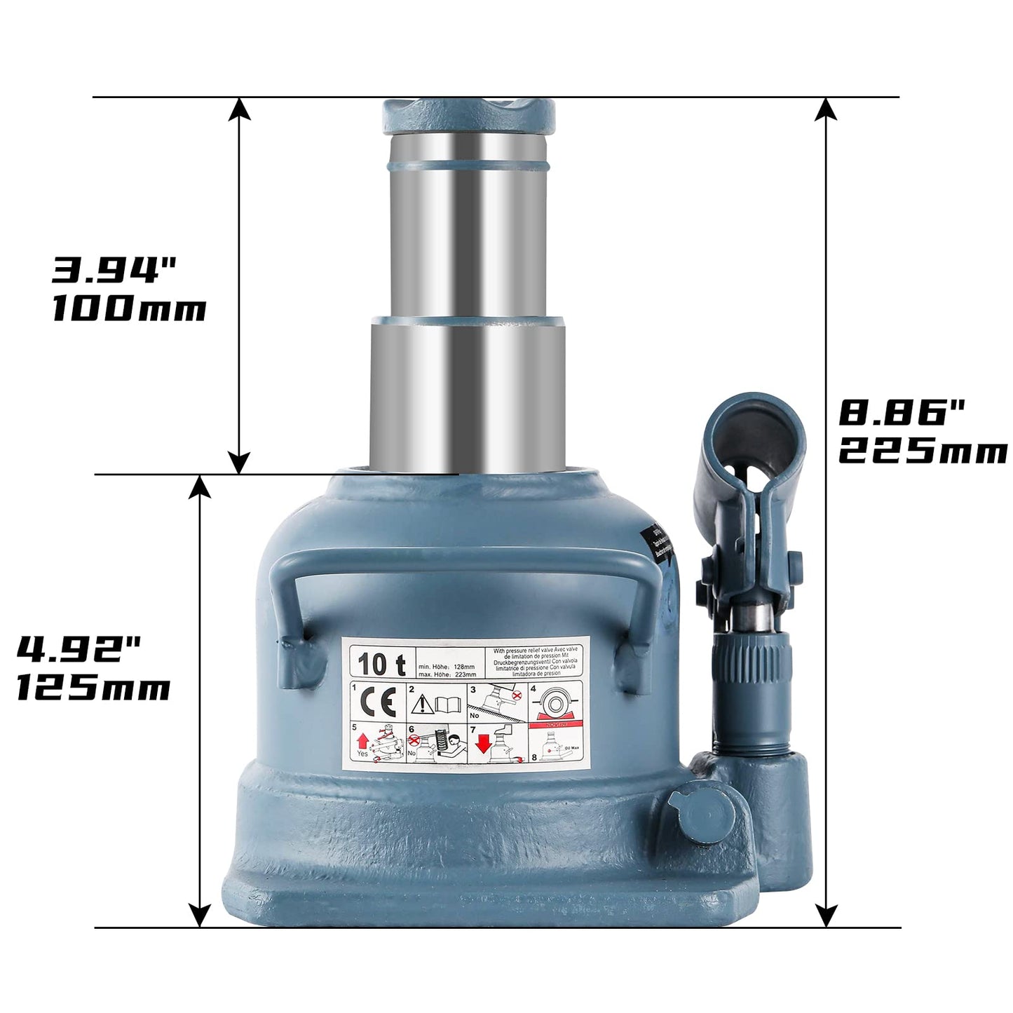 BAOSHISHAN Double Ram Bottle Jack Hydraulic Welded Jack Truck Jack 10 Ton (Low Profile)