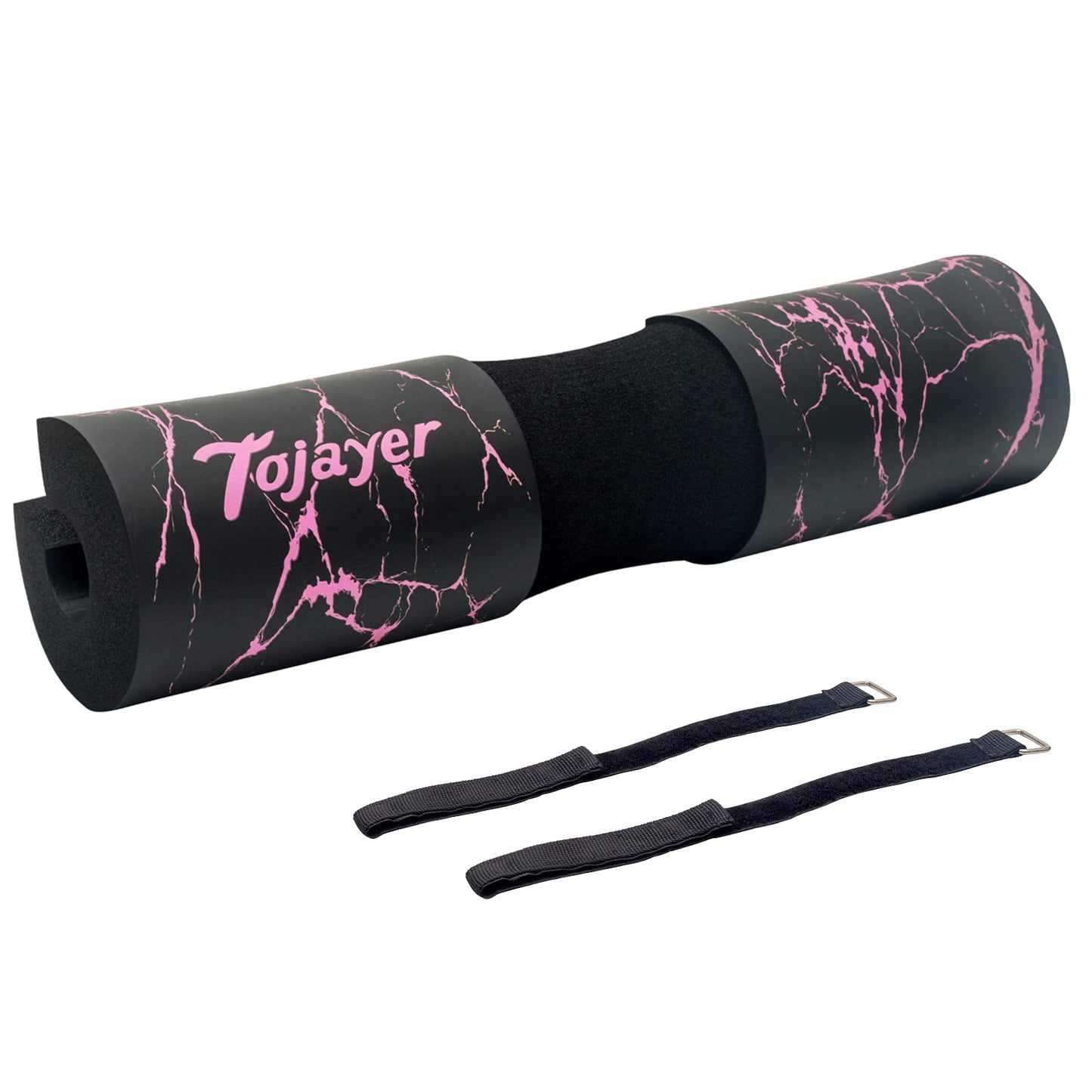 Tojayer Squat Pad Barbell Pad - Neck & Shoulder Protective Foam Workout Weight Lifting Bar Cushion for Lunges & Hip Thrusts, Fit Standard and Olympic Bars Perfectly, Pink Marble