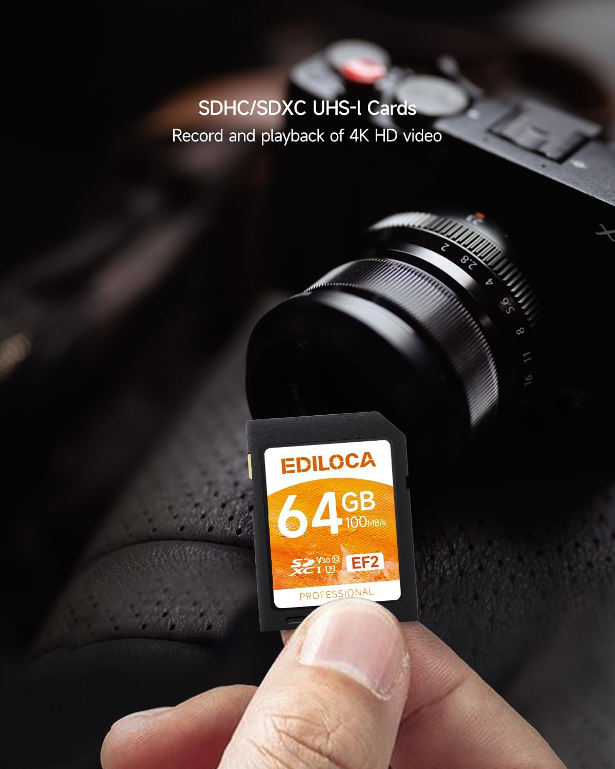 Ediloca 64GB 3 Pack 90/20MB/s, C10, U1, V10, 4K 64GB, EF2-3PCS UHS-I SD Card UHS-I Memory Card Fast Storage, Read/Write