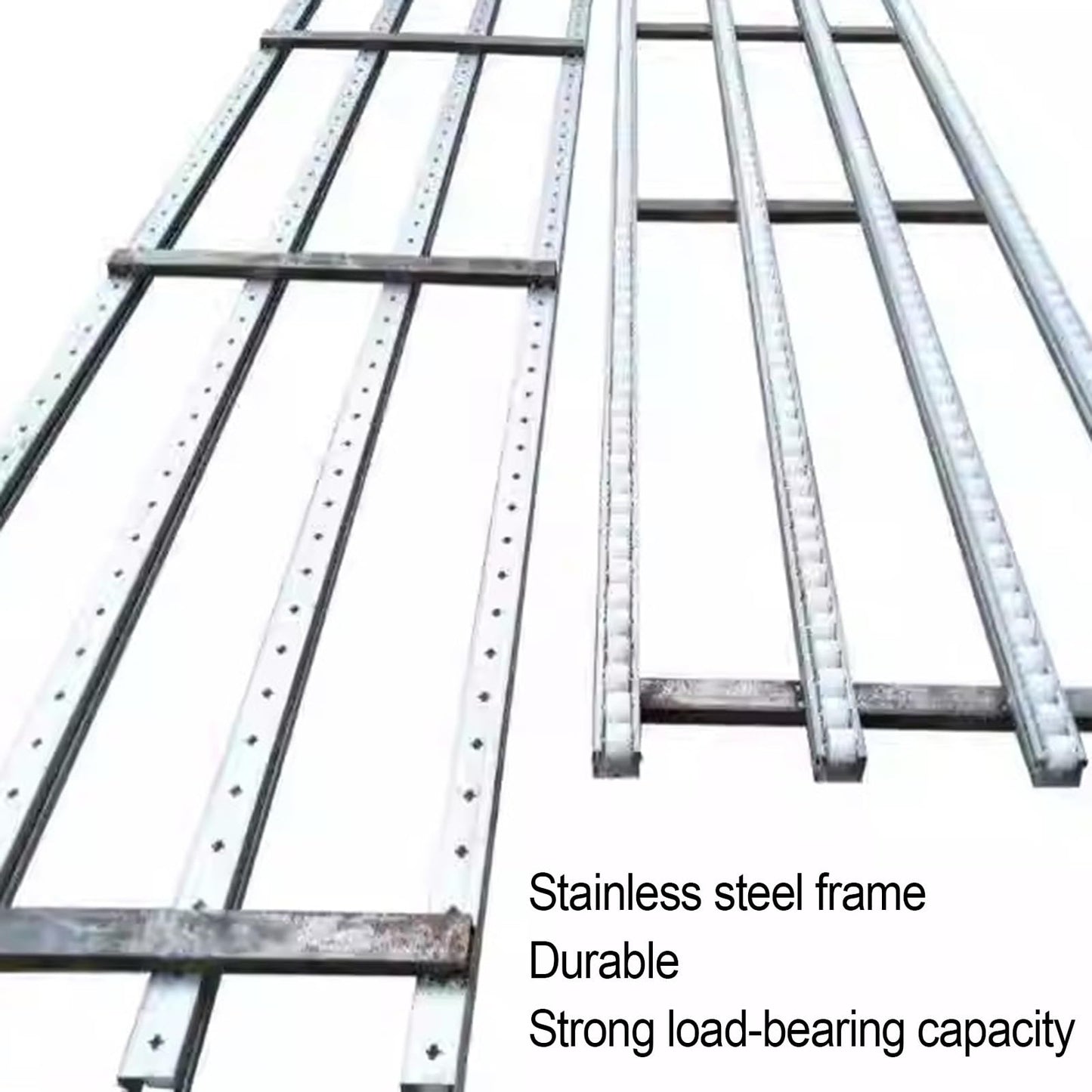 Light-Duty Conveyor - Unpowered Roller Slides with ABS Plastic Rollers & Stainless Steel Frame for Easy Beverage & Water Carton Transportation, Silver (W) 40