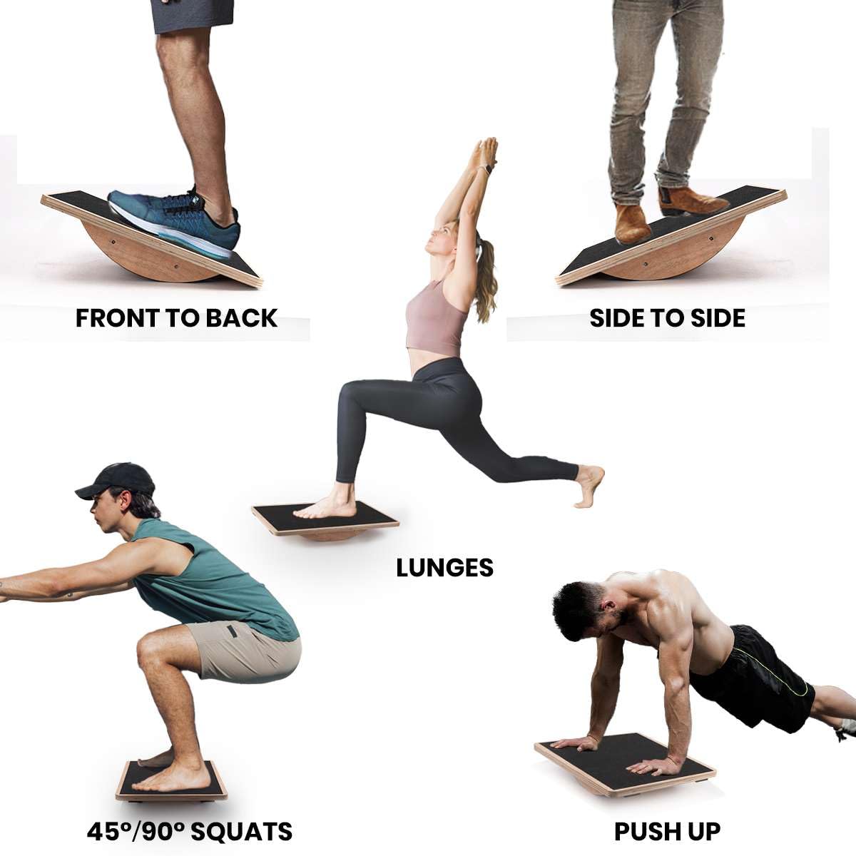 Balance Board Wobble Board for Adults Anti-Slip Balance Board for Physical Therapy Standing Desk Core Strength Wooden Rocker Board