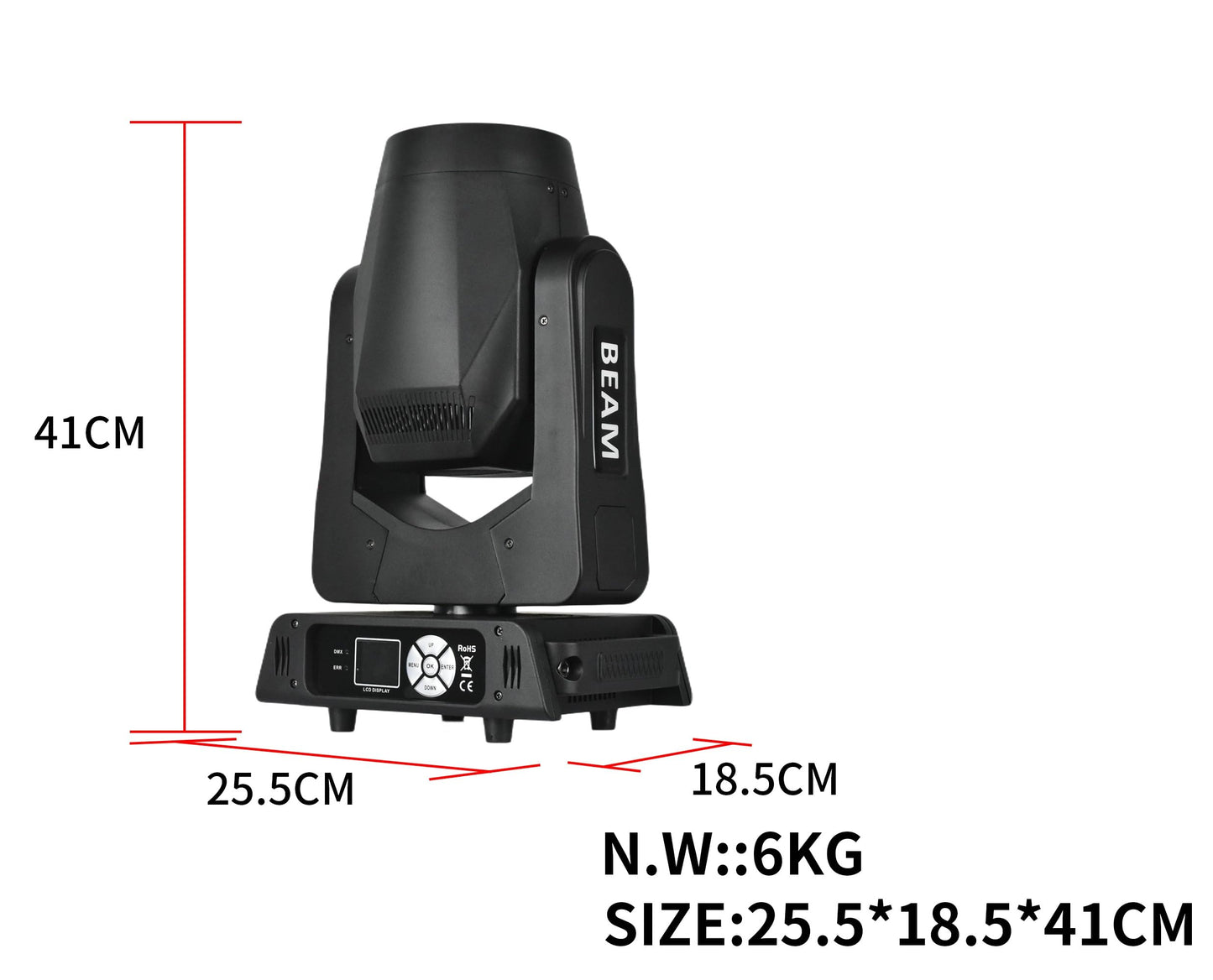 LED 200W Beam Moving Head Light with (6+12+24 combinable Effects),13 Patterns (3 Glass Images)+White Light (1)