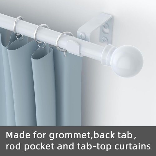 GXOACKJ Heavy-Duty Metal Curtain Rods - Decorative White, 66-120 Inch with Brackets