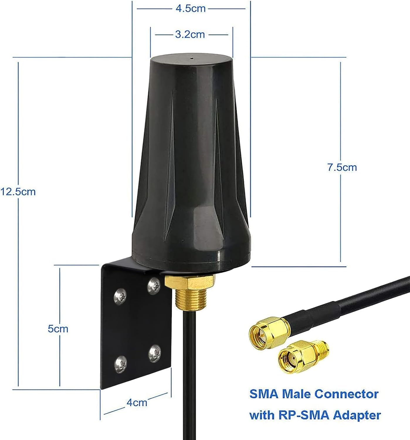 BINGFU 4G 5dBi 10ft 195 G-36 LM2 LTE Cellular SMA Male Antenna - Low Loss Coaxial Cable Compatible with Spypoint Flex