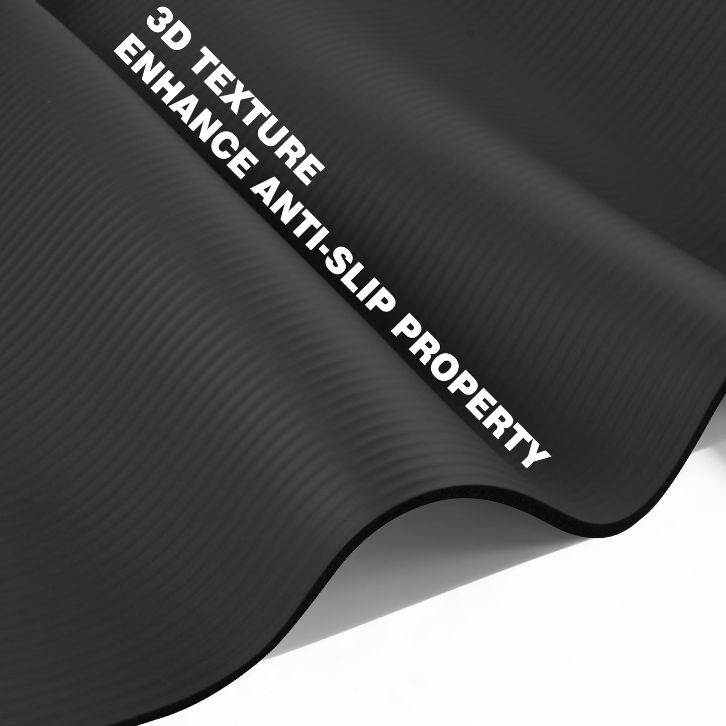 KEEP Extra Thick NBR Yoga Mat for Women & Men, 10mm Thick, 72”x24” Large Exercise Mat with Non-Slip Workout Mat for Yoga, Pilates, Stretching, Meditation – Wide & Cushioned Fitness Mat,Black
