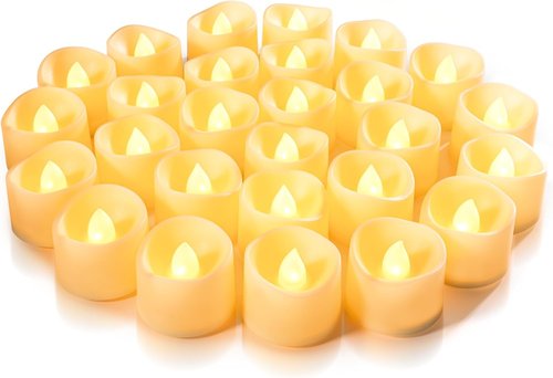 Homemory Flameless LED Tea Light Candles - 24-Pack Battery Operated | 200+ Hour Long-Lasting Decor for Weddings, Holidays & Events