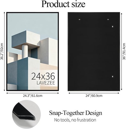 Lavezee 24x36 Poster Frames - Lightweight Display for Photos & Artwork | 6 Pack Set