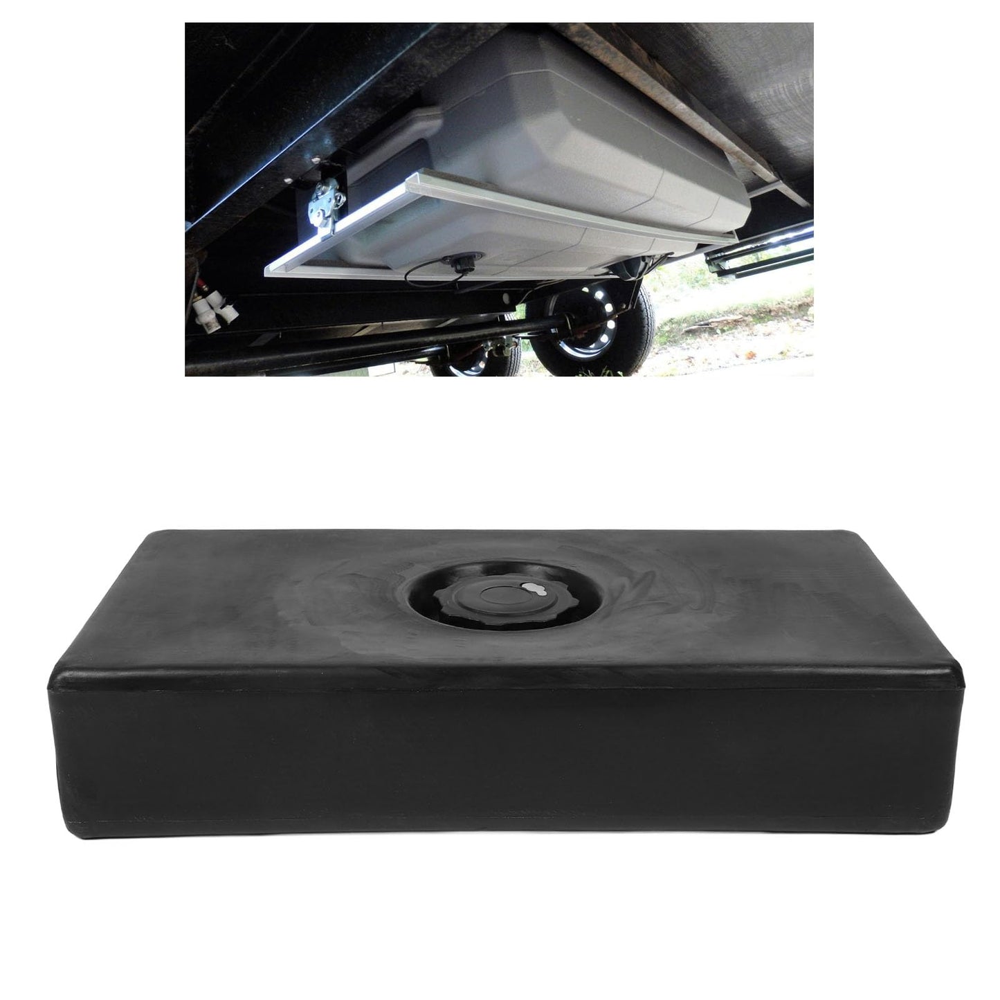 RV Water, 8 Gallons RV Water Holding, 26 X 13.4 X 5.5in, 85mm Diameter Inlet, Leakproof Freshwater and Gray Water Holding for RVs Trailers Boats, Impact
