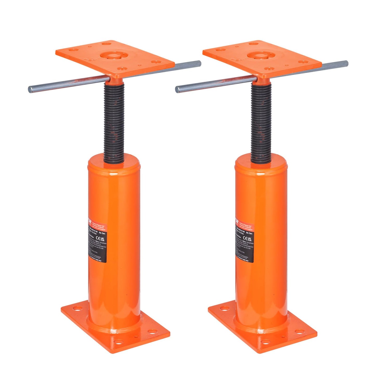VEVOR House Floor Jacks, 2 Pack, 12"-16" Height Range, 9700 lbs Max Load Capacity Per Unit, Adjustable Support Beam Basement Jack Post Pole for Leveling, Steel Telescoping Jack for Temporary Support