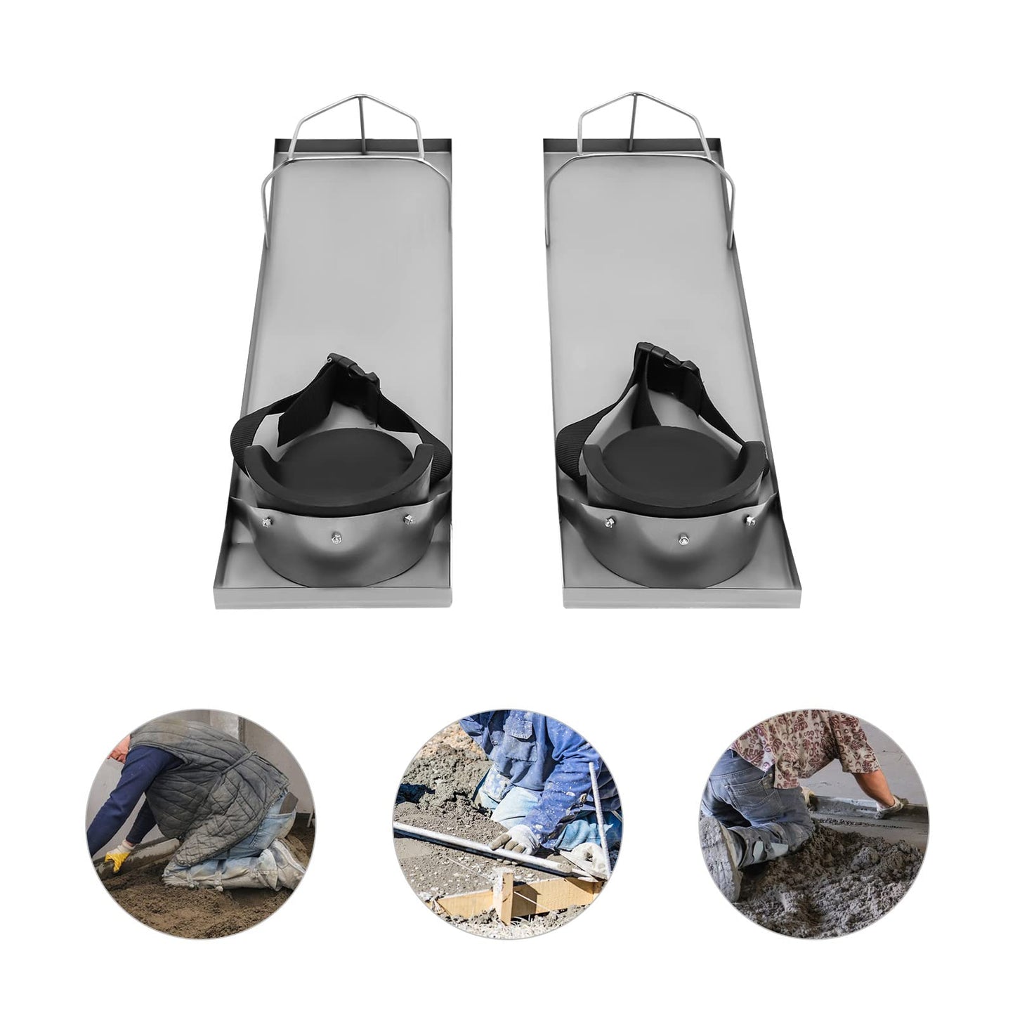 Futchoy 30'' x 8'' Kneeler Board Stainless Steel Kneedboards Concrete Sliders Pair Moving Sliders w/Concrete Knee Pads & Board Straps for Concrete Finishing