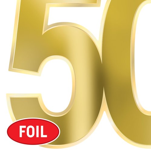 Beistle Foil 50 Birthday Cutouts – 12 Gold Metallic Number Decorations in 3 Sizes, Golden Anniversary Celebration Decor, 50th Themed Wall Ceiling Display, Fiftieth Birthday Parties, 4.5" - 11.5"