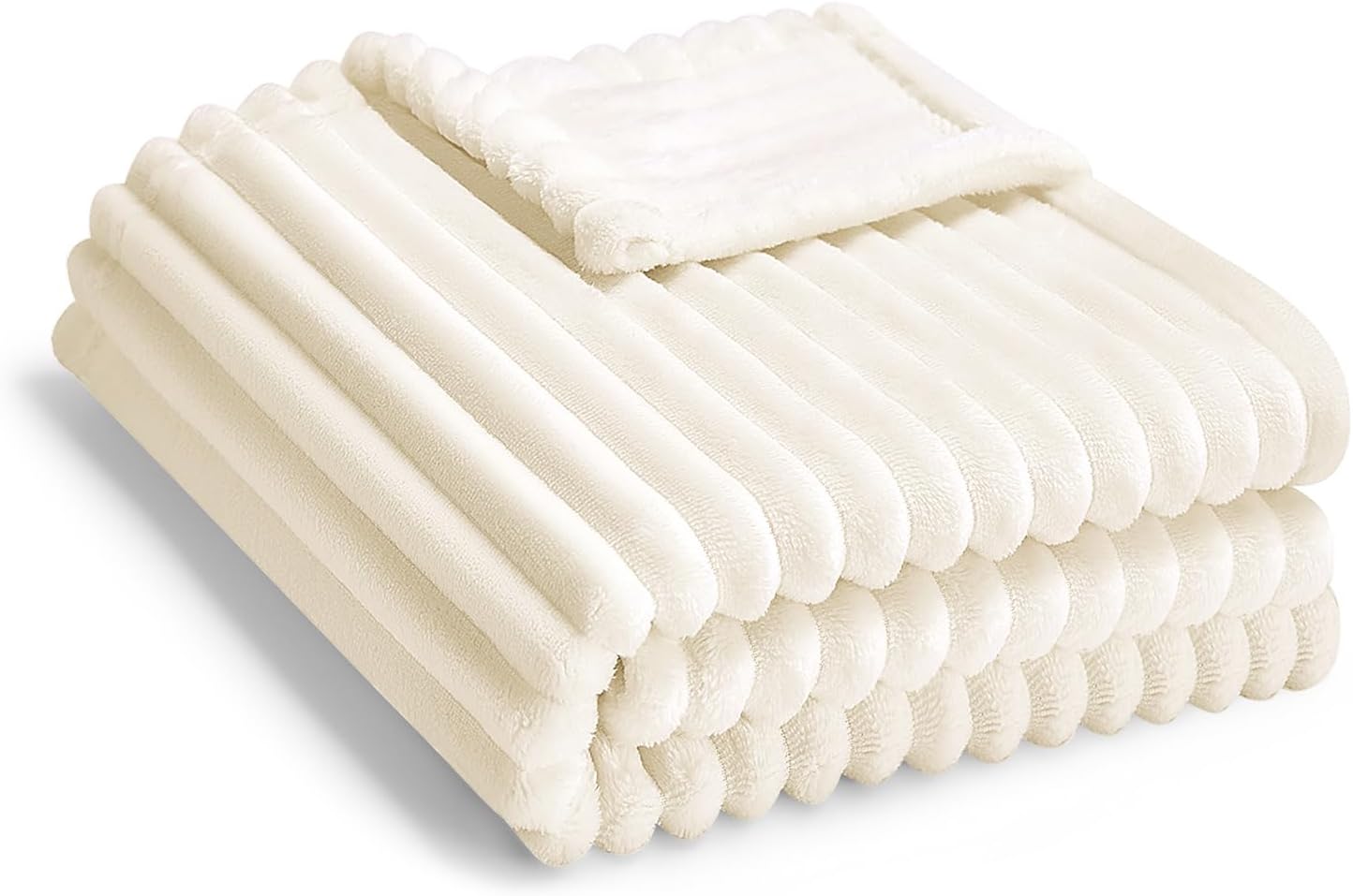 Skiennix Soft Fleece Baby Blanket - Ultra Cozy & Lightweight Reversible Stripes | 30x40 Inch, Cream