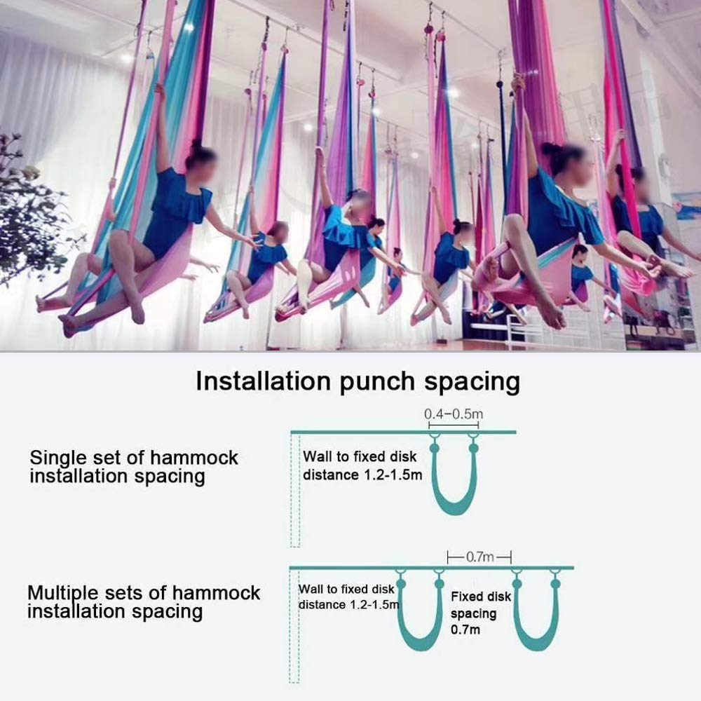 FOSER Aerial Yoga Hammock Aerial Yoga Swing with Daisy Chains Carabiners for Inverted Gravity Yoga Flip with Instruction Manual 5M×2.8M (Gradient Purple)