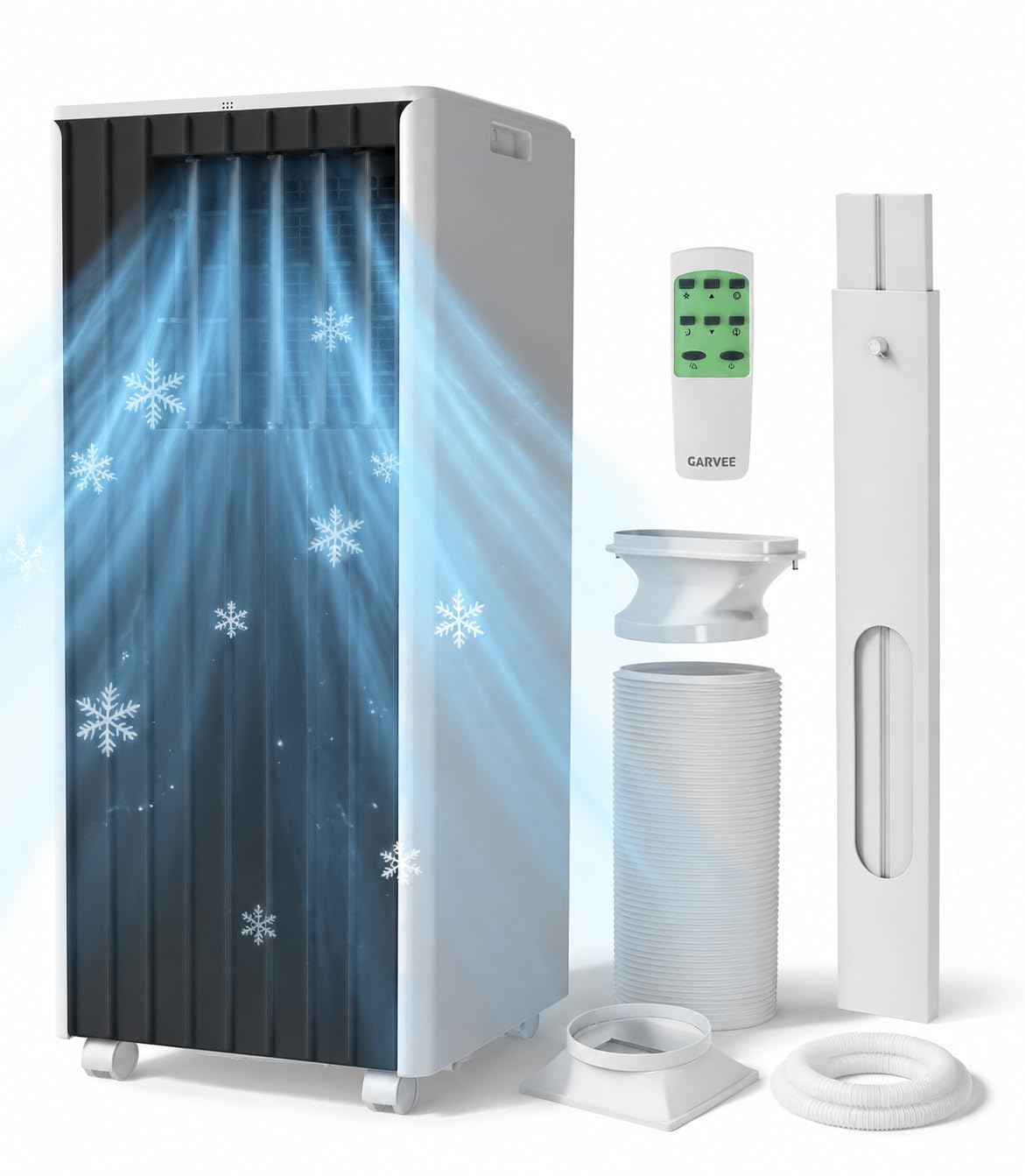 8,000 BTU Portable Air Conditioner, 4-in-1 Portable AC Unit Up to 350 Sq.Ft., Portable Air Conditioner with Cool, Fan, Dehumidifier, 24H Timer, Remote & Installation Kit, for Bedroom