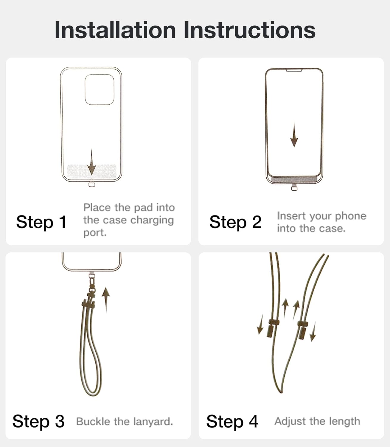 2 TORRAS Phone Lanyard Crossbody with Phone Tabs, Adjustable Anti Theft Phone Strap for All Phones, Premium Metal