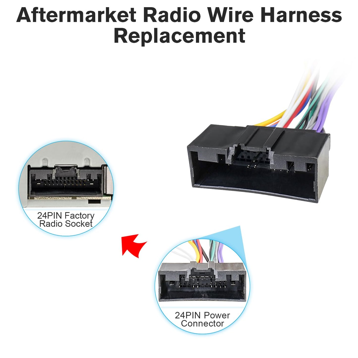16Pin-24Pin F-150 F-250 F-350 Radio Wiring Harness Kit Stereo Wire Harness Connector Compatible with Ford Focus Fusion