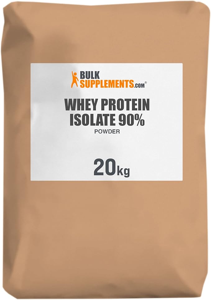 BulkSupplements.com Whey Protein Isolate Powder - Whey Protein Powder, Unsweeteneed, Unflavored & Gluten Free - 30g per Serving, 20kg (44 lbs) (Pack of 1)