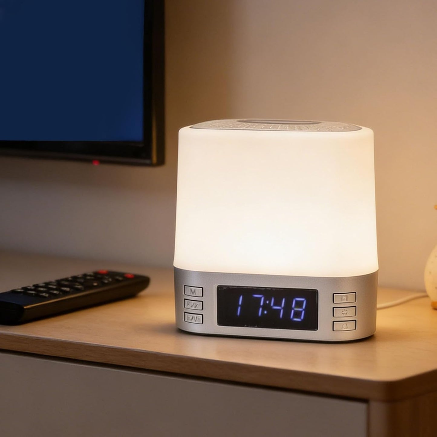 5.3, 15W Zunate Clock Speaker Wireless Charger with Bluetooth Digital Alarm Clock Night Light, White Noise Sleep Sound