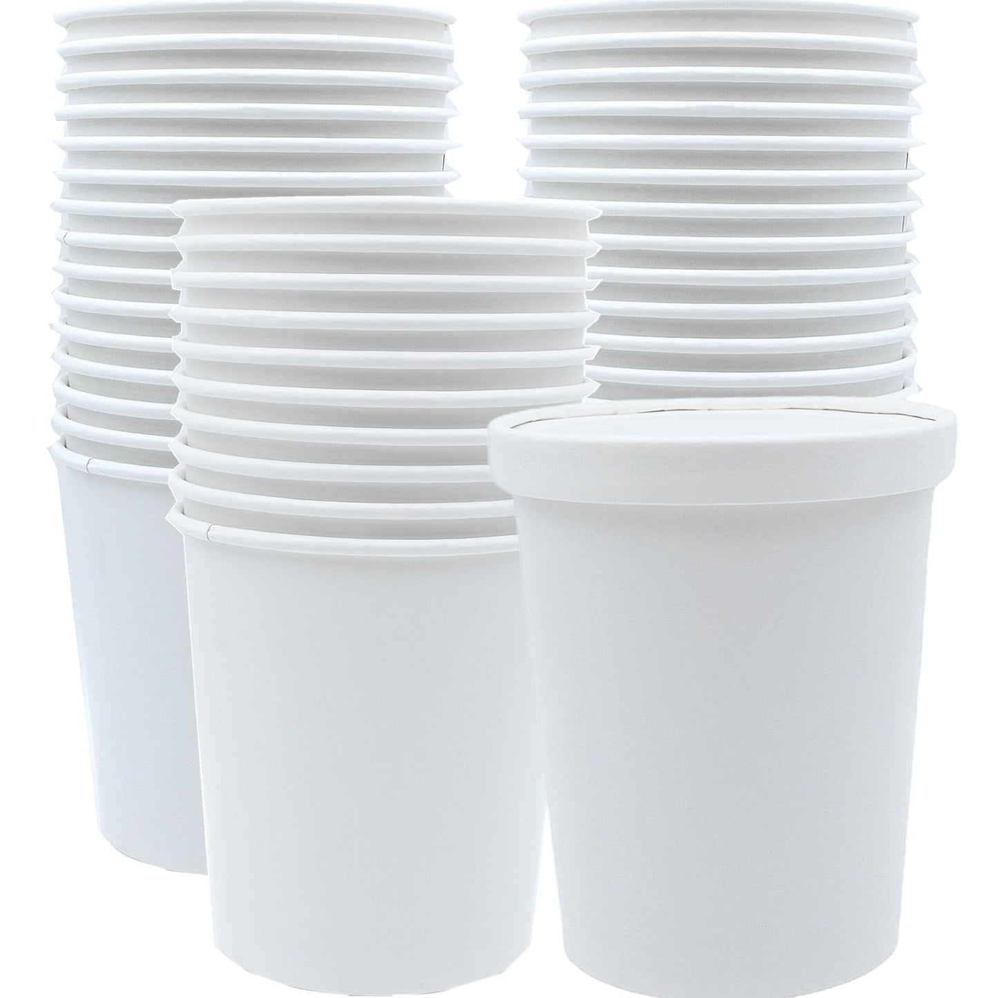 Zentriqlla 30 Pack 32oz Paper Ice Cream Bowls, White Paper Soup Containers with Lids, Microwave & Freezer Safe Food Cups, Large Takeout To Go Containers for Wedding, Restaurant Supplies