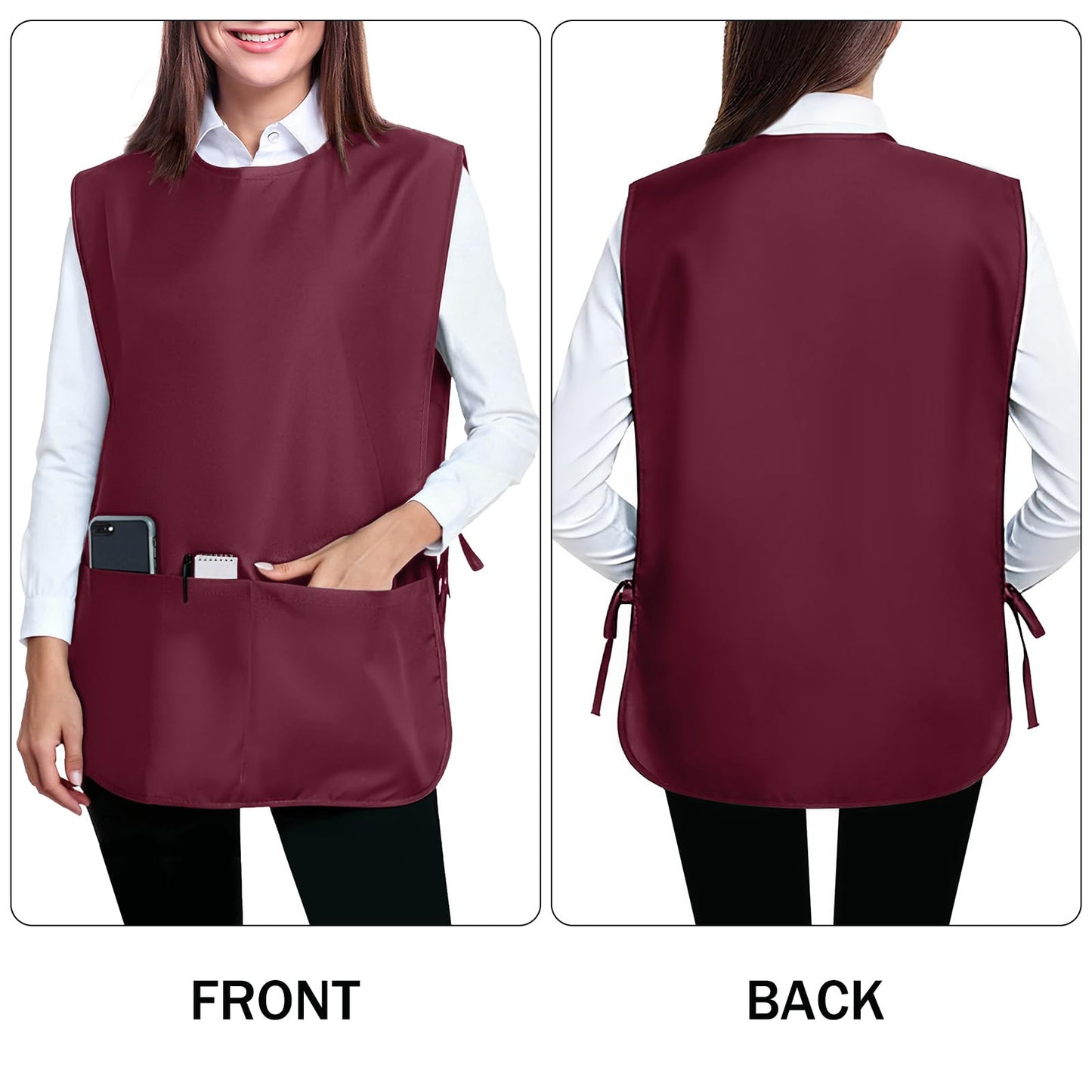 BOHARERS Smock Cobbler Apron for Women men-with Side Ties and 3 Pockets for Chef kitchen,Cleaning,Hairstylist