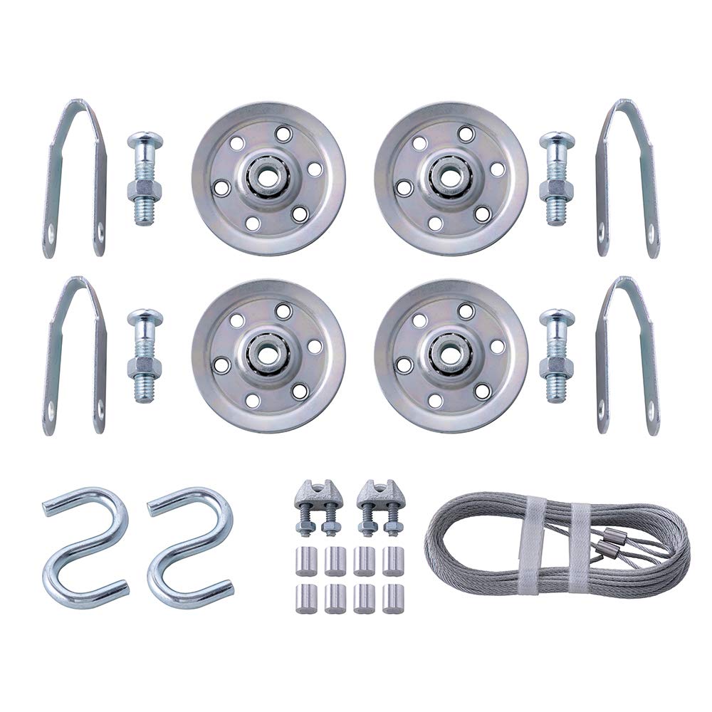 HOME MASTER HARDWARE Cable and Pulley Replacement Kit - 4pcs 3" Heavy Duty Pulleys,2pcs Galvanized Aircraft Cables - 3/32 Diameter 12 Fasteners for Overhead Sectional Garage Doors