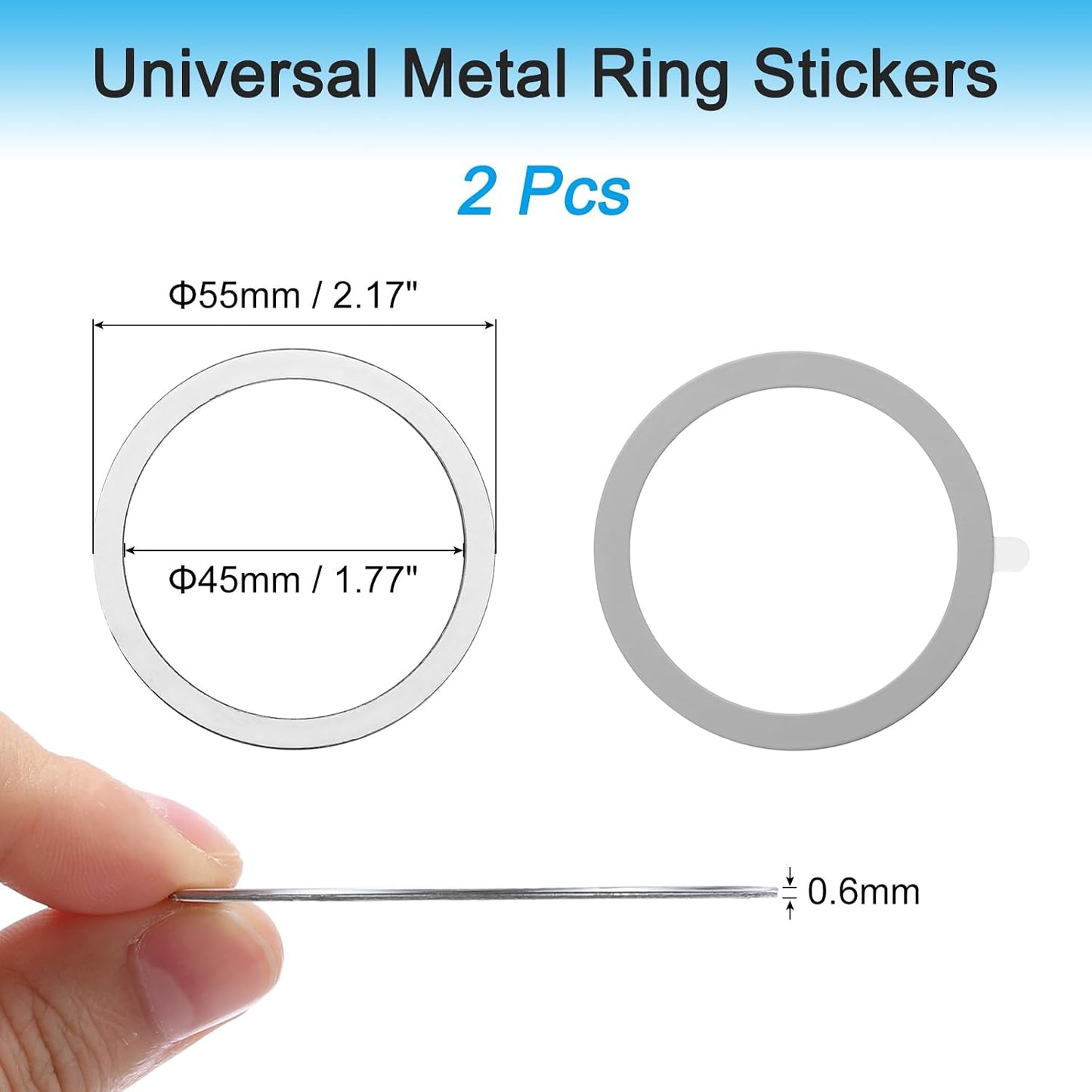 55x0.4mm(ODxT) 2 Pack, MECCANIXITY Universal Metal Ring Sticker Wireless Magnetic Charger Magnet Ring Stickers