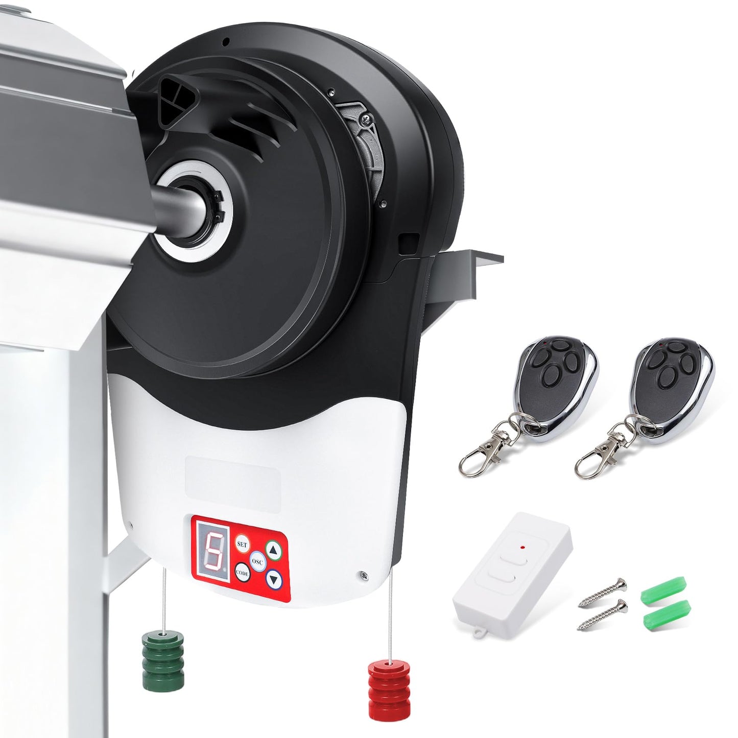 Roll Up Garage Door Opener with Remote,110V 50dB Automatic Rolling Door Opener,800N Side Mount Electric Motor for Garage,Warehouse,Barn,Shop - Easy Installation & Quiet Operation