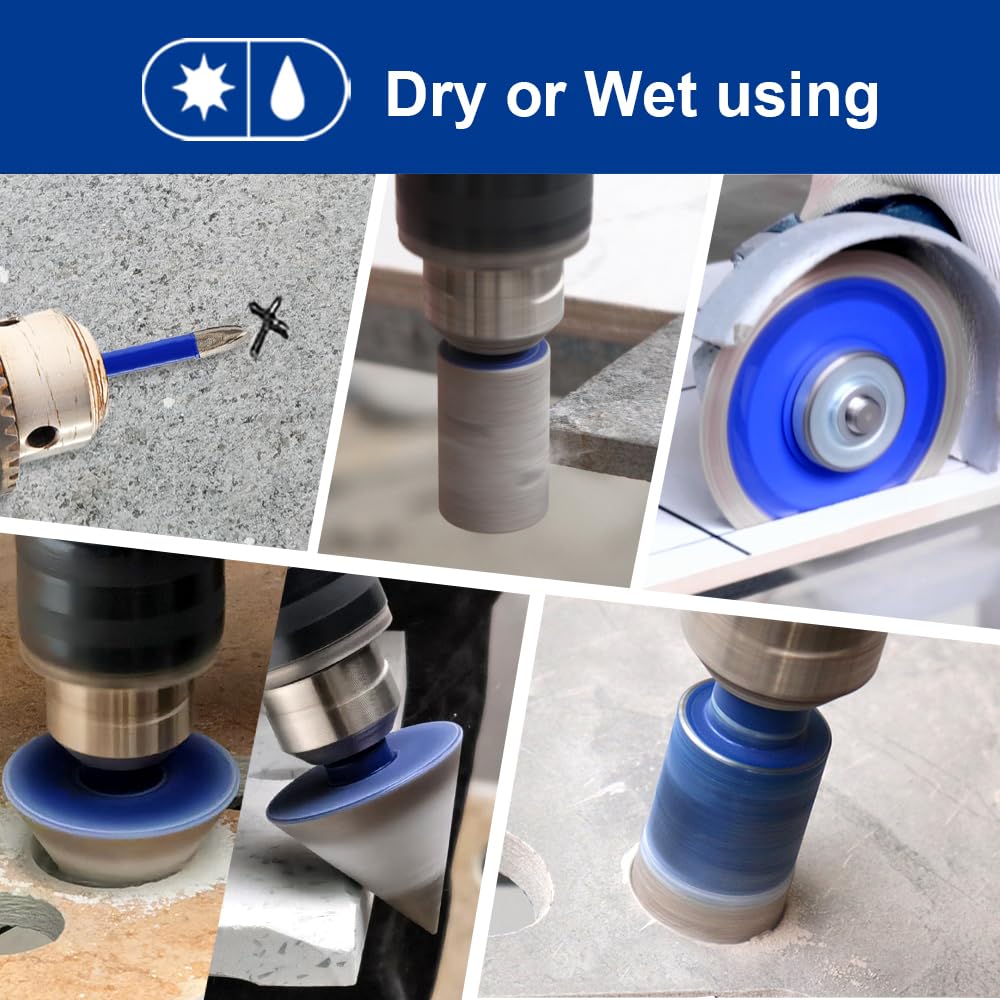 SHDIATOOL Diamond Tile Drill Bits Kit 13pcs, Porcelain Hole Saw Sets, Core Bits Cutter for Drilling Ceramic Marble Granite (6/6/8/20/25/35/50/75/100/20MM/2/6MM/4.5“)