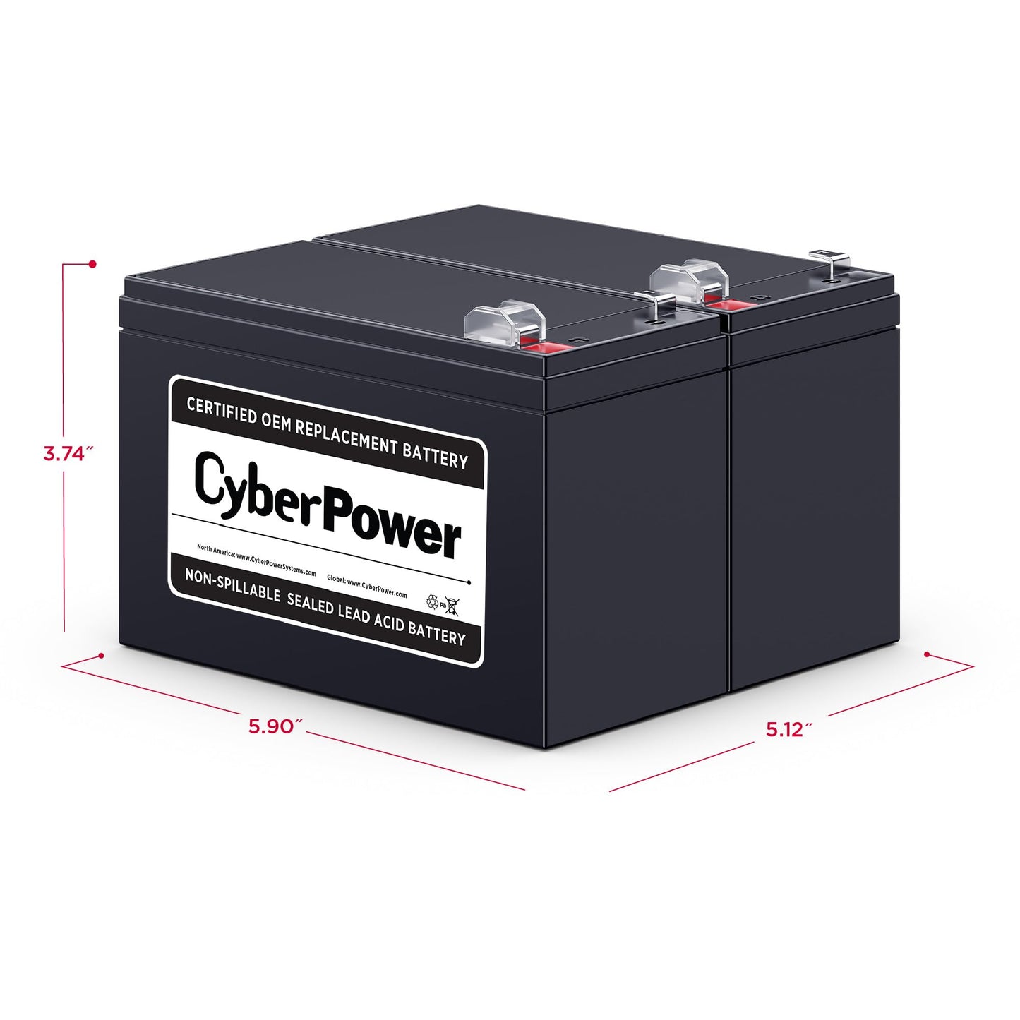 CyberPower RB1290X2 UPS Replacement Battery Cartridge, Maintenance-Free, User Installable, 12V/9Ah , Black
