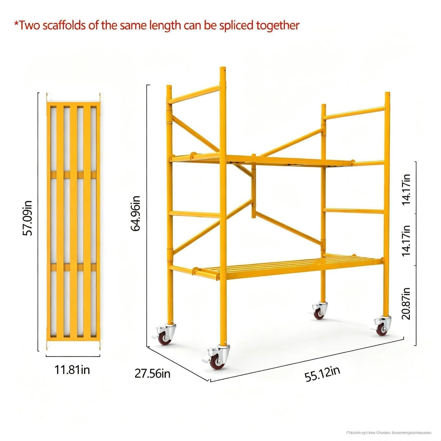 Scaffolding Platform, 800 LBS Capacity Heavy Duty Rolling Scaffold with Locking Wheels, Portable Mobile Scaffolding for Construction Site, Building Renovation, Roofing, Painting & Maintenance