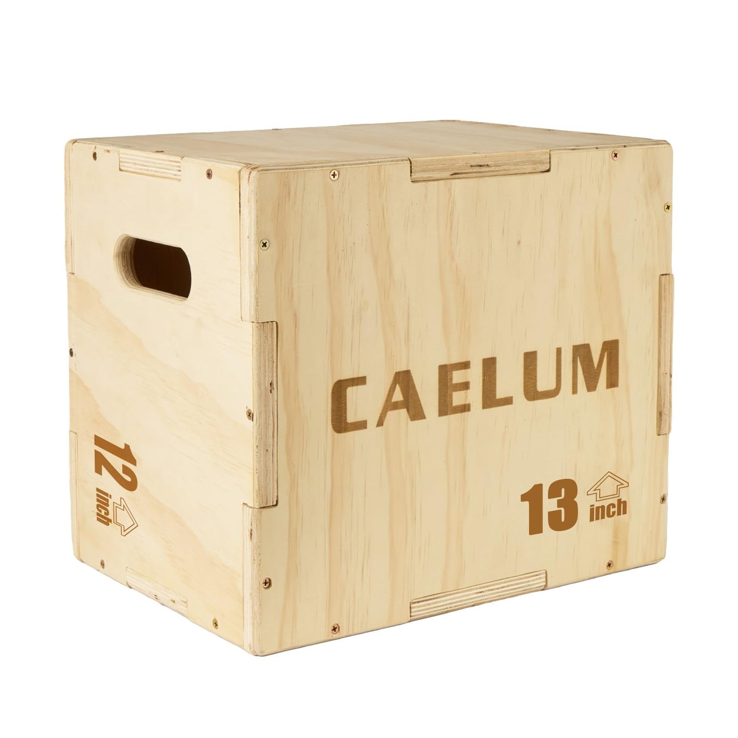 CAELUM 3-in-1 Wooden Plyo Box – Non-Slip Jump Box for Home & Gym, Heavy-Duty 400lbs Plyometric Box for Step-Ups, Squats, Strength & Agility Training 16" x 13" x 12"