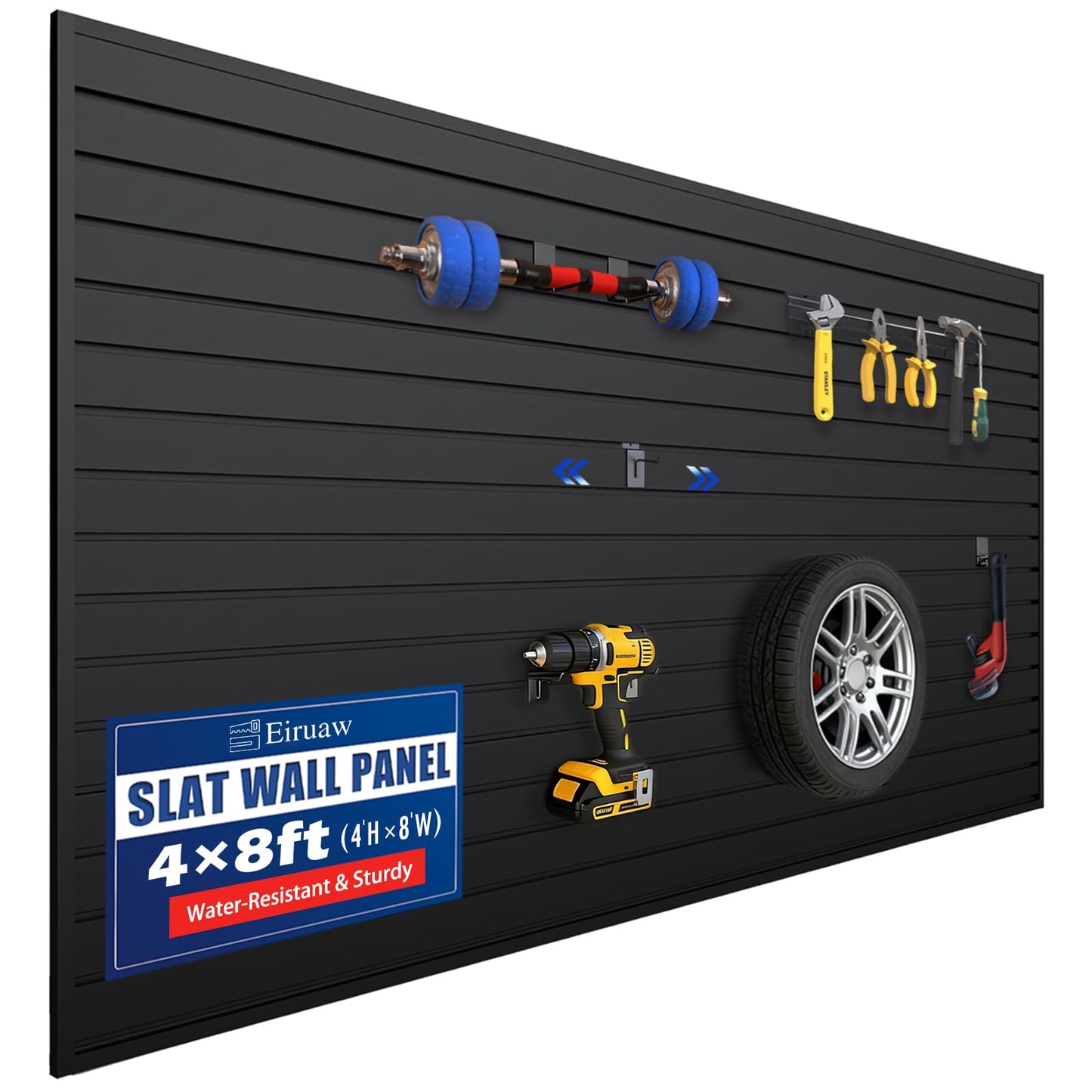 2026 Garage Organization: PVC Slatwall Panels 4x8 ft – Garage Storage Wall System, Heavy Duty Tool Organizer Wall Mount, Waterproof Garage Wall Panels, Easy DIY Install with 3 Hooks (8 Pack of 1x4ft)