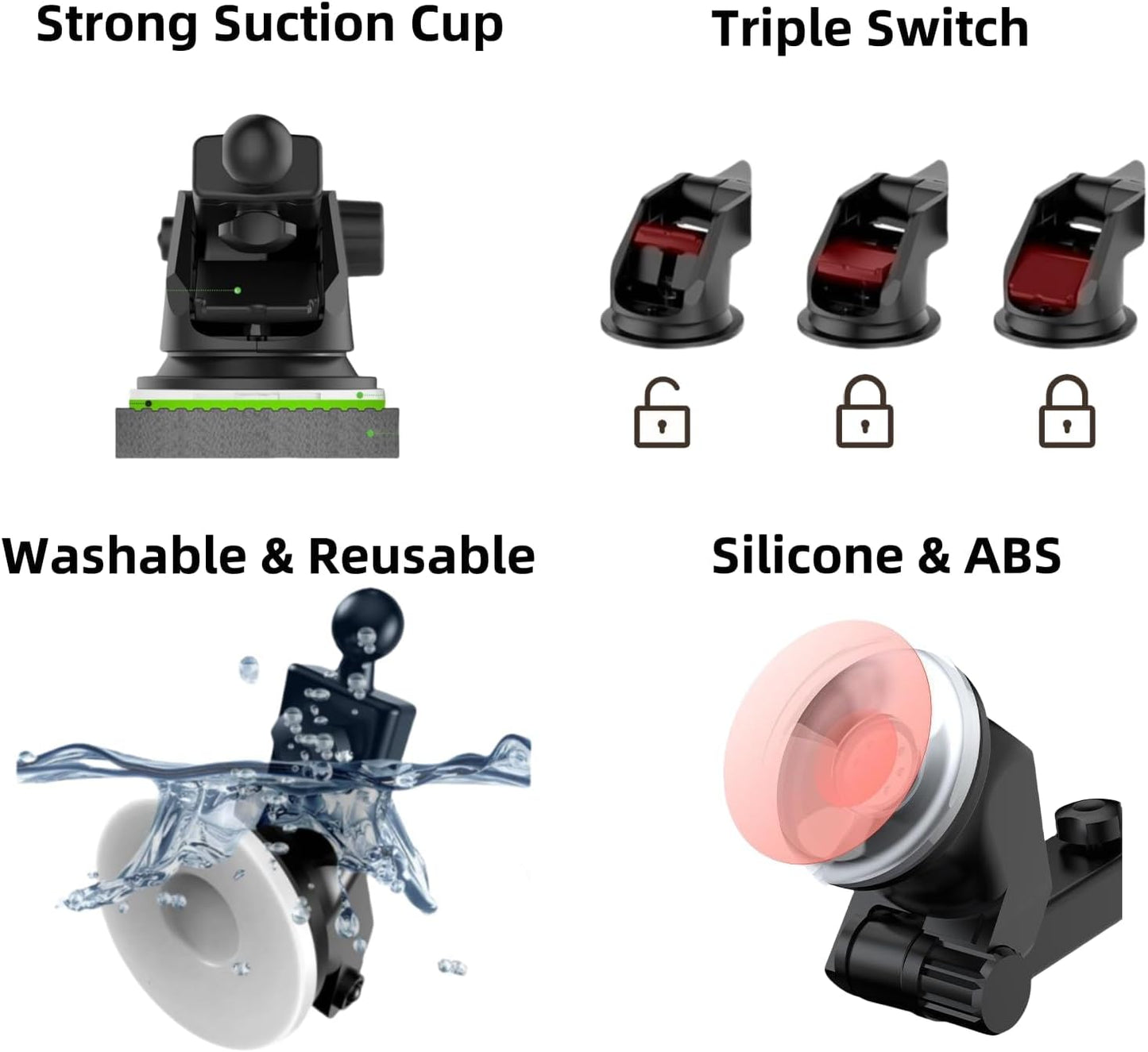 Bokexing Replacement Suction Cup Mount Part, Suction Cup Bracket for GPS Ball Joint Flexible Mounting Disk Mount