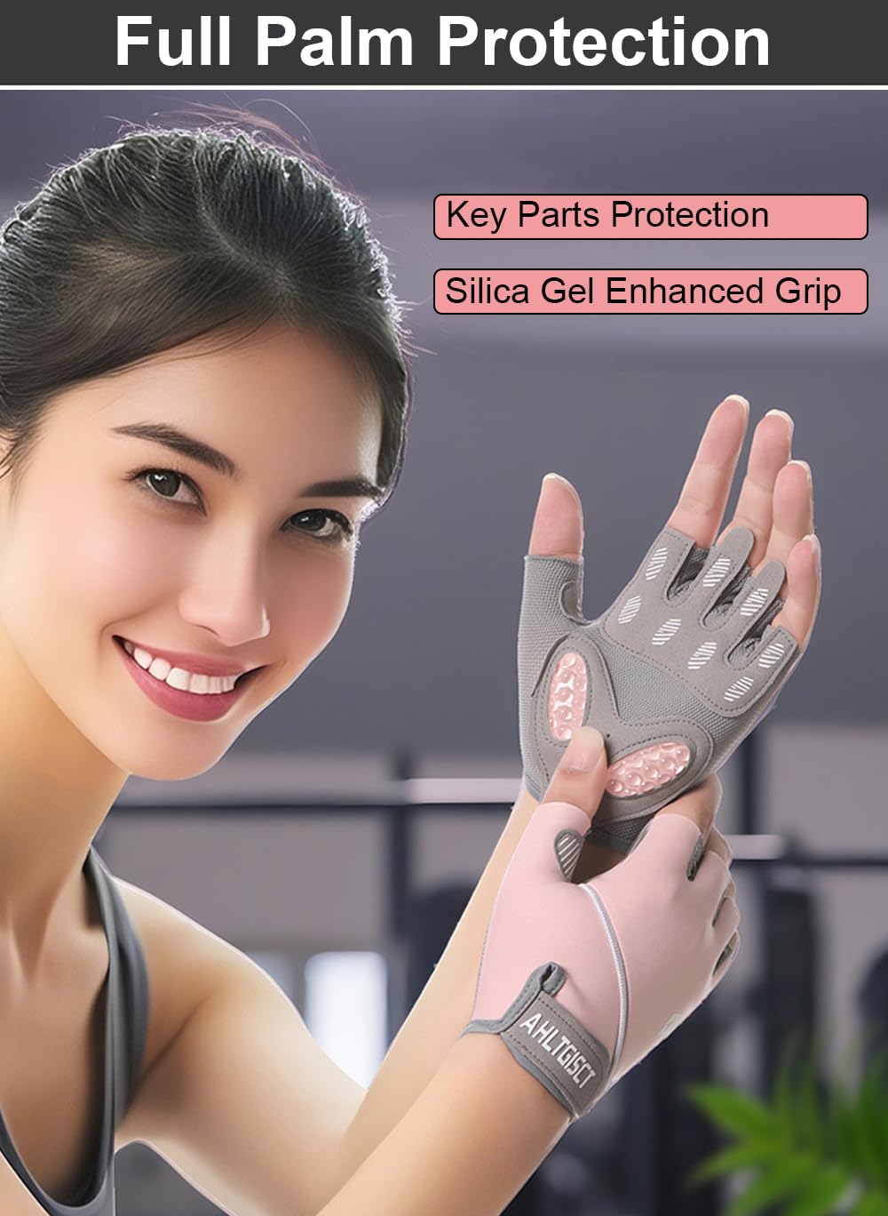 Workout Gloves Women & Men, Semisolid Silica Gel Anti-Slip Weight Lifting Gloves for Women, Breathable Womens Workout Glove Fitness Glove (Pink, Small)