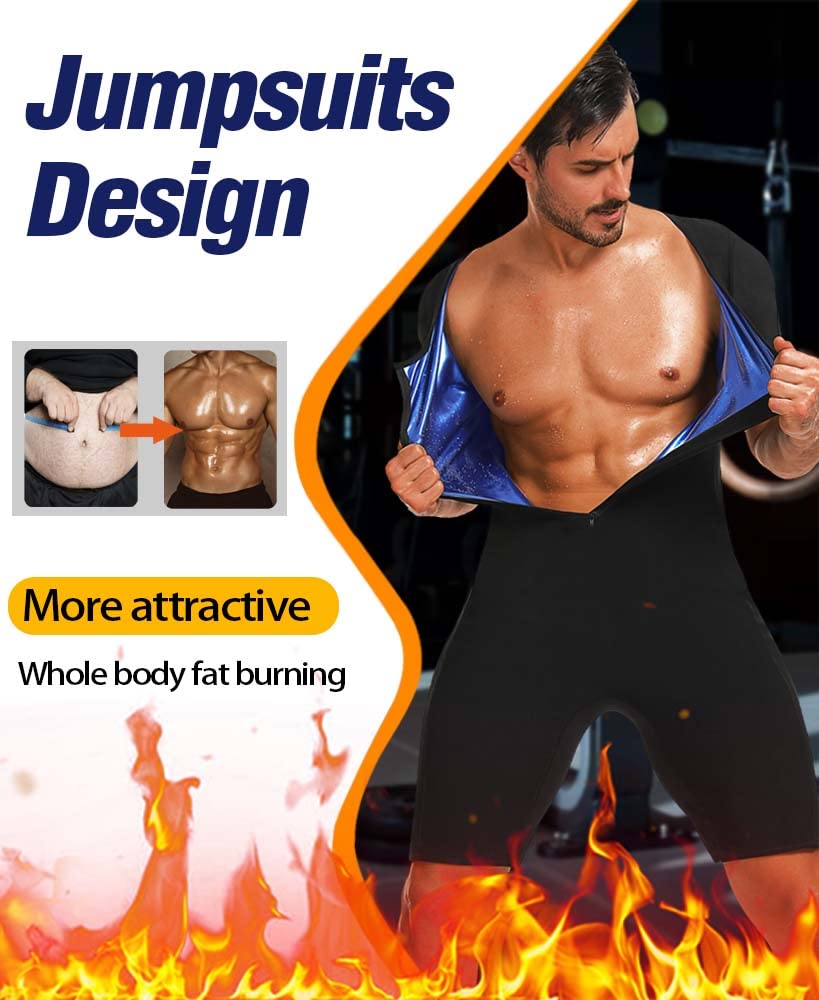 DYUAI Sauna Suits for Men Sauna Sweat Shirt Heat Trapping Vest Full Sauna Shorts Workout Top with Shorts Exercise Fitness(BH7009-01-S)
