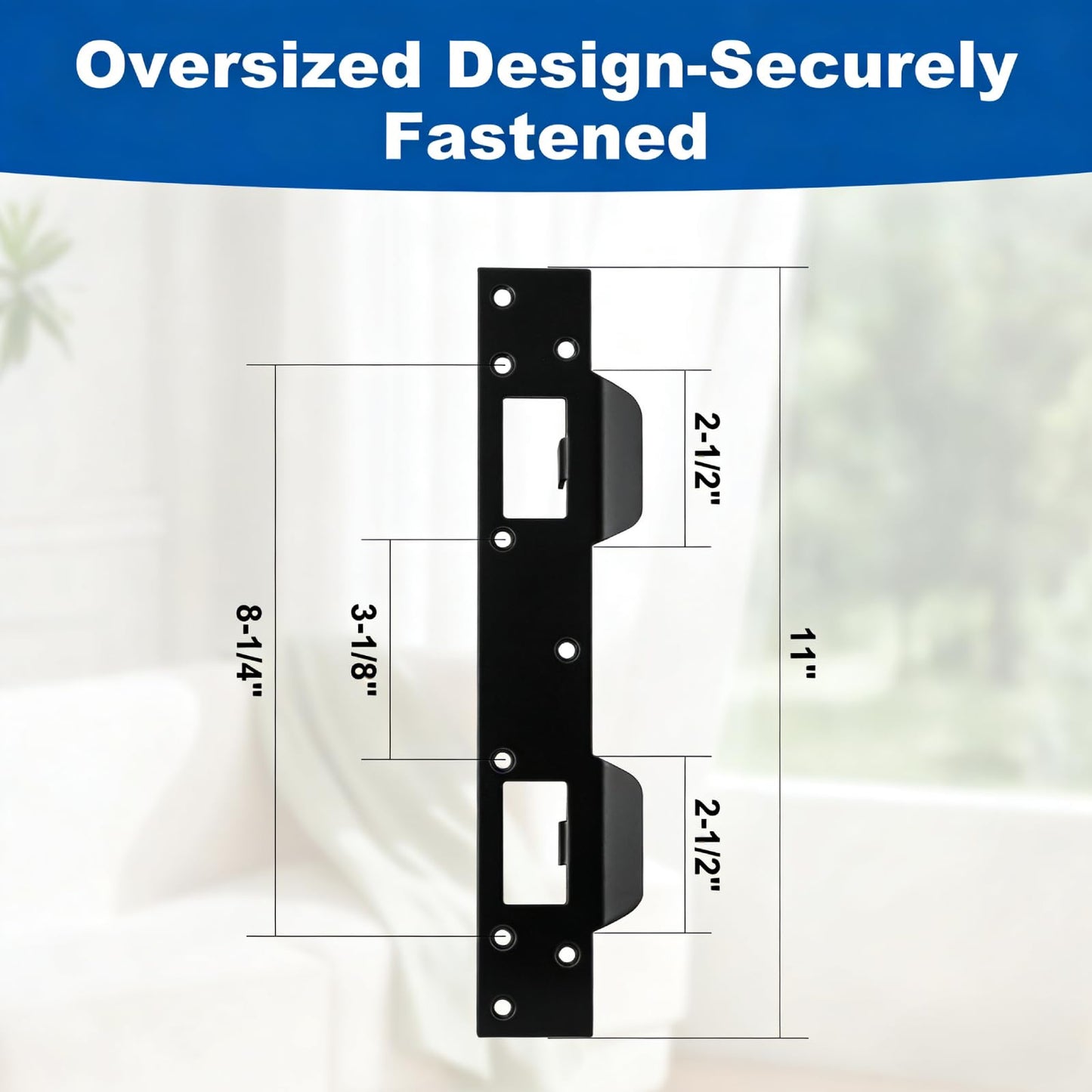 U 10539 Door Reinforcement Plate for 1-3/4" Thick Doors and Includes The U 10385 Door Strike Plate. (Black)